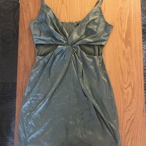 medium size green silk mini dress